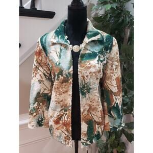 Alfred Dunner Multicolor Emerald Isle Long Sleeve Open Front Jacket Size 12